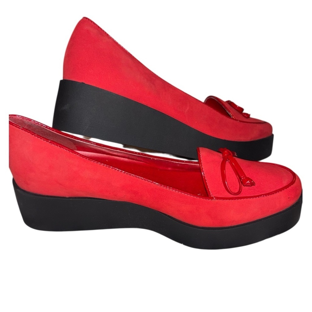 Bernardo Red and Black Platform Loafers